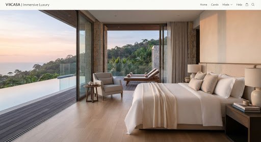 Habitación con vista al paisaje y textiles naturales